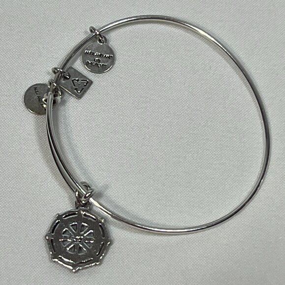 Alex and Ani silver Take the Wheel Charm Bangle Bracelet - Picture 2 of 5